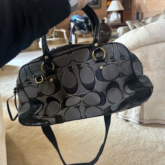 Coach Black and Gray Signature Satchel - Picture 2 of 4